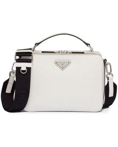 prada messenger bag white|More.